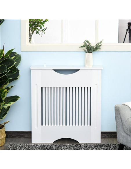 HOMCOM Painted MDF Radiator Cover Heater Cabinet Modern Slatted Home Furniture Living Room Bedroom Worktop White 82H x 78W x 19D - pic 107748 | FastDaddyshop
