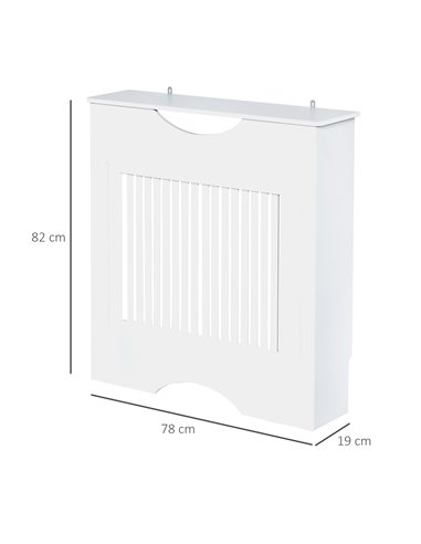 HOMCOM Painted MDF Radiator Cover Heater Cabinet Modern Slatted Home Furniture Living Room Bedroom Worktop White 82H x 78W x 19D