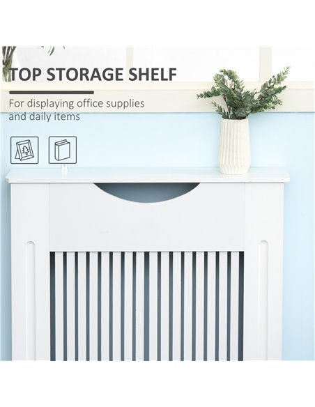 HOMCOM Painted MDF Radiator Cover Heater Cabinet Modern Slatted Home Furniture Living Room Bedroom Worktop White 82H x 78W x 19D - pic 107750 | FastDaddyshop