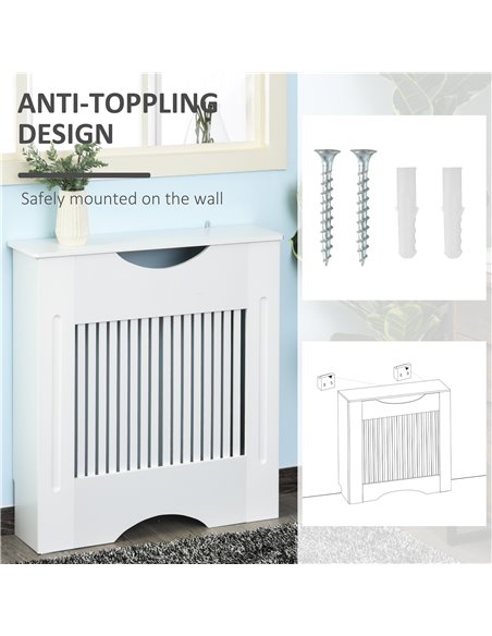 HOMCOM Painted MDF Radiator Cover Heater Cabinet Modern Slatted Home Furniture Living Room Bedroom Worktop White 82H x 78W x 19D - pic 107751 | FastDaddyshop