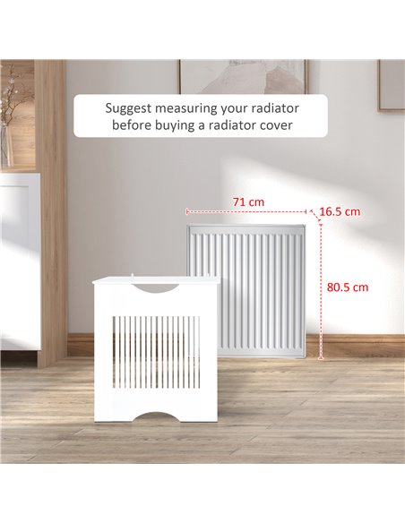 HOMCOM Painted MDF Radiator Cover Heater Cabinet Modern Slatted Home Furniture Living Room Bedroom Worktop White 82H x 78W x 19D - pic 107753 | FastDaddyshop