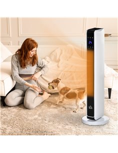 HOMCOM Indoor Tower Space Heater with 2 Heater 1100W/2200W and Fan, Floor Electric Heater for Office, with Timer, Remote 820-249 2