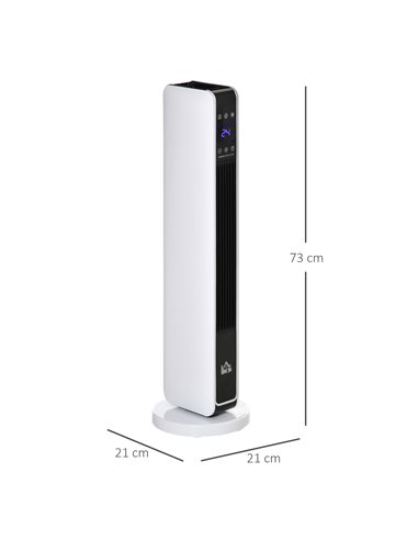 HOMCOM Indoor Tower Space Heater with 2 Heater 1100W/2200W and Fan, Floor Electric Heater for Office, with Timer, Remote 820-249
