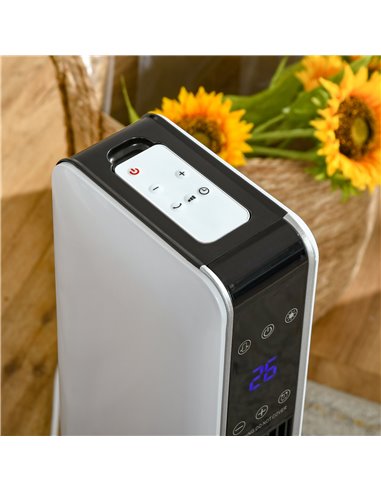 HOMCOM Indoor Tower Space Heater with 2 Heater 1100W/2200W and Fan, Floor Electric Heater for Office, with Timer, Remote 820-249
