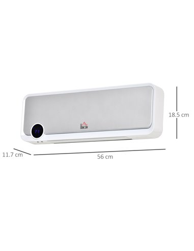 HOMCOM Wall Downflow Heater 2 Heat and Fan 1000W/2000W, Electric Space Heater with Timer Remote Oscillating, for Bedroom Home Of