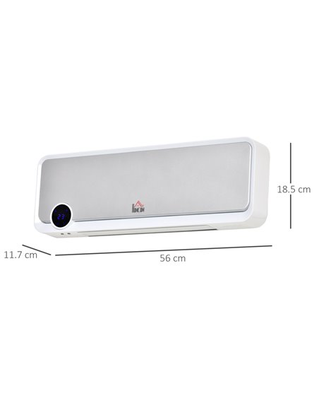 HOMCOM Wall Downflow Heater 2 Heat and Fan 1000W/2000W, Electric Space Heater with Timer Remote Oscillating, for Bedroom Home Of - pic 107767 | FastDaddyshop