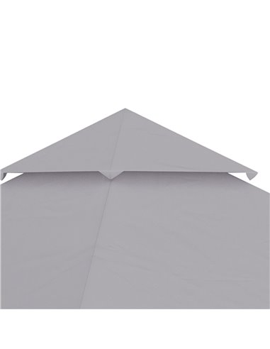Outsunny 3 x 3 (m) Gazebo Canopy Replacement Covers, 2-Tier Gazebo Roof Replacement (TOP ONLY), Light Grey