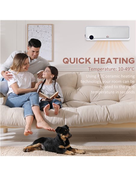 HOMCOM Wall Downflow Heater 2 Heat and Fan 1000W/2000W, Electric Space Heater with Timer Remote Oscillating, for Bedroom Home Of - pic 107770 | FastDaddyshop
