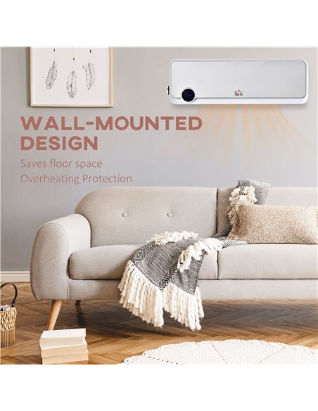 HOMCOM Wall Downflow Heater 2 Heat and Fan 1000W/2000W, Electric Space Heater with Timer Remote Oscillating, for Bedroom Home Of - pic 107773 | FastDaddyshop