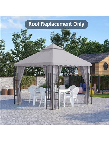 Outsunny 3 x 3 (m) Gazebo Canopy Replacement Covers, 2-Tier Gazebo Roof Replacement (TOP ONLY), Light Grey