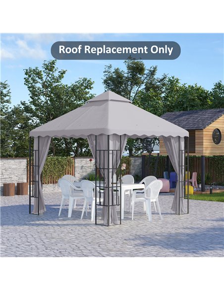 Outsunny 3 x 3 (m) Gazebo Canopy Replacement Covers, 2-Tier Gazebo Roof Replacement (TOP ONLY), Light Grey - pic 10779 | FastDaddyshop