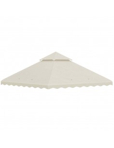 Outsunny 3x3 m Gazebo Canopy Replacement Covers, 2-Tier Gazebo Roof Replacement (TOP ONLY), Cream White