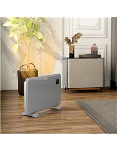 HOMCOM 1200W Electric Convector Heater, Freestanding or Wall Mounted, Space Heater with Adjustable Thermostat, Timer, Grey 820-3 2