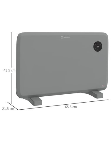 HOMCOM 1200W Electric Convector Heater, Freestanding or Wall Mounted, Space Heater with Adjustable Thermostat, Timer, Grey 820-3