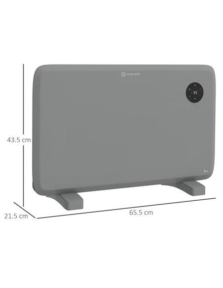 HOMCOM 1200W Electric Convector Heater, Freestanding or Wall Mounted, Space Heater with Adjustable Thermostat, Timer, Grey 820-3 - pic 107839 | FastDaddyshop