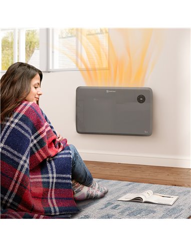 HOMCOM 1200W Electric Convector Heater, Freestanding or Wall Mounted, Space Heater with Adjustable Thermostat, Timer, Grey 820-3