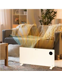 HOMCOM 2000W Electric Convector Heater, Freestanding or Wall Mounted, Space Heater with Adjustable Thermostat, Timer, White 820- 2