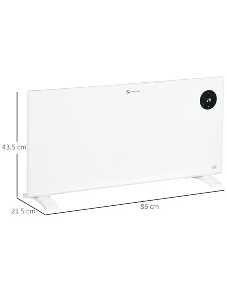 HOMCOM 2000W Electric Convector Heater, Freestanding or Wall Mounted, Space Heater with Adjustable Thermostat, Timer, White 820- - pic 107848 | FastDaddyshop