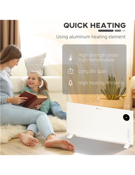 HOMCOM 2000W Electric Convector Heater, Freestanding or Wall Mounted, Space Heater with Adjustable Thermostat, Timer, White 820- - pic 107850 | FastDaddyshop