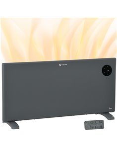 HOMCOM 2000W Electric Convector Heater, Freestanding or Wall Mounted, Space Heater with Adjustable Thermostat, Timer, Grey 820-3