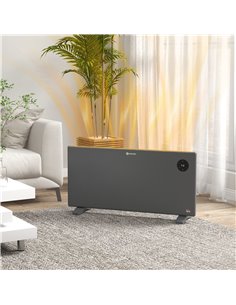 HOMCOM 2000W Electric Convector Heater, Freestanding or Wall Mounted, Space Heater with Adjustable Thermostat, Timer, Grey 820-3 2