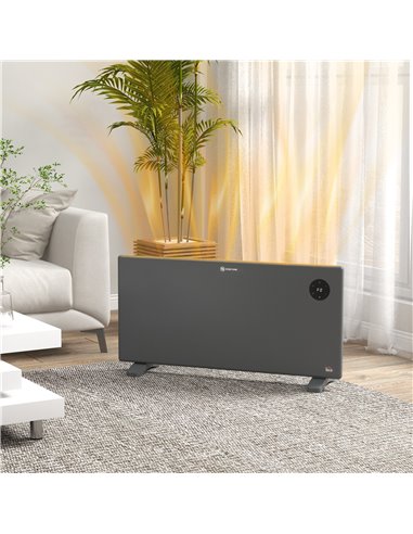 HOMCOM 2000W Electric Convector Heater, Freestanding or Wall Mounted, Space Heater with Adjustable Thermostat, Timer, Grey 820-3