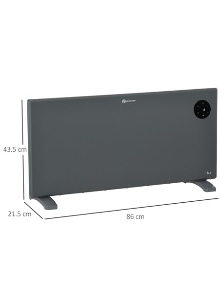 HOMCOM 2000W Electric Convector Heater, Freestanding or Wall Mounted, Space Heater with Adjustable Thermostat, Timer, Grey 820-3 - pic 107857 | FastDaddyshop