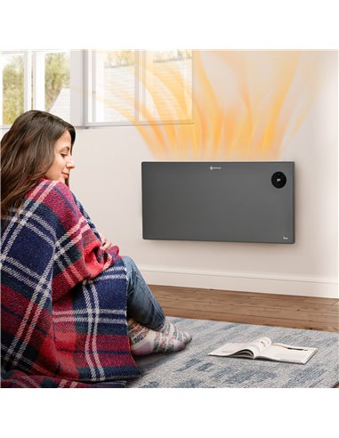 HOMCOM 2000W Electric Convector Heater, Freestanding or Wall Mounted, Space Heater with Adjustable Thermostat, Timer, Grey 820-3