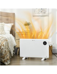 HOMCOM 1200W Electric Convector Heater, Freestanding or Wall Mounted, Space Heater with Adjustable Thermostat, Timer, White 820- 2