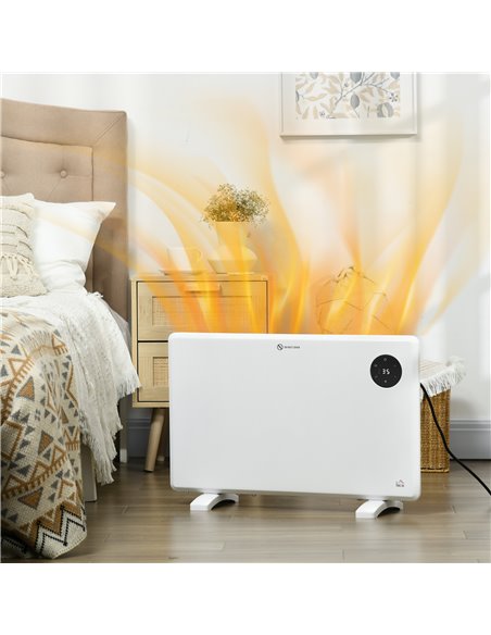 HOMCOM 1200W Electric Convector Heater, Freestanding or Wall Mounted, Space Heater with Adjustable Thermostat, Timer, White 820- - pic 107865 | FastDaddyshop