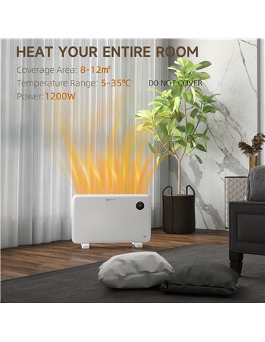HOMCOM 1200W Electric Convector Heater, Freestanding or Wall Mounted, Space Heater with Adjustable Thermostat, Timer, White 820-