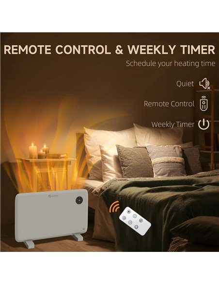 HOMCOM 1200W Electric Convector Heater, Freestanding or Wall Mounted, Space Heater with Adjustable Thermostat, Timer, White 820- - pic 107869 | FastDaddyshop