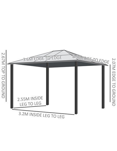 Outsunny 3 x 3.6 m Hardtop Gazebo Canopy with Polycarbonate Roof, Aluminium and Steel Frame, Nettings and Sidewalls for Garden,  - pic 10787 | FastDaddyshop