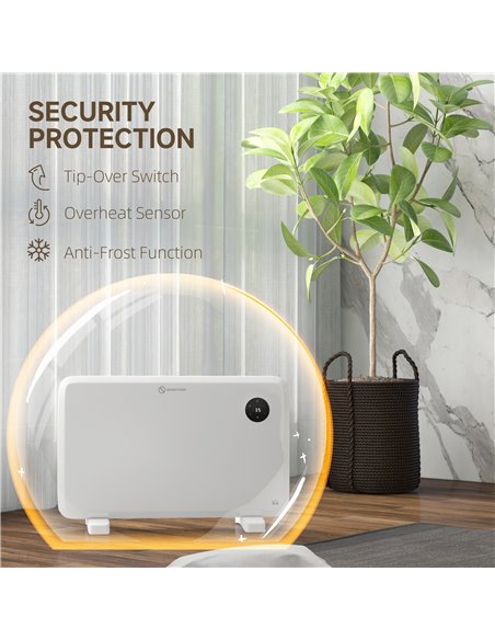 HOMCOM 1200W Electric Convector Heater, Freestanding or Wall Mounted, Space Heater with Adjustable Thermostat, Timer, White 820- - pic 107870 | FastDaddyshop