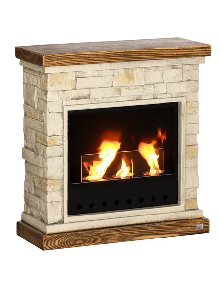 HOMCOM Bioethanol Fire Heater, with Brickwork-Effect Mantelpiece - Brown 820-400V00BN - pic 107882 | FastDaddyshop
