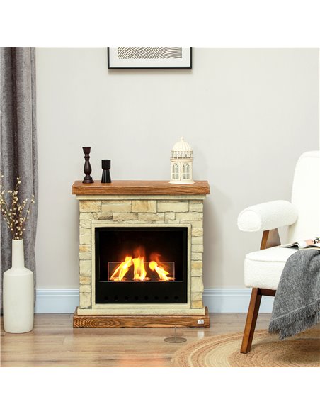 HOMCOM Bioethanol Fire Heater, with Brickwork-Effect Mantelpiece - Brown 820-400V00BN - pic 107883 | FastDaddyshop