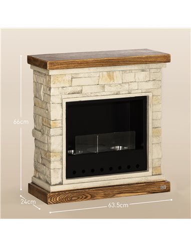 HOMCOM Bioethanol Fire Heater, with Brickwork-Effect Mantelpiece - Brown 820-400V00BN