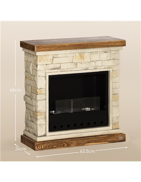 HOMCOM Bioethanol Fire Heater, with Brickwork-Effect Mantelpiece - Brown 820-400V00BN - pic 107884 | FastDaddyshop