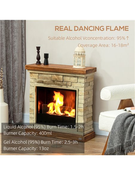 HOMCOM Bioethanol Fire Heater, with Brickwork-Effect Mantelpiece - Brown 820-400V00BN - pic 107885 | FastDaddyshop