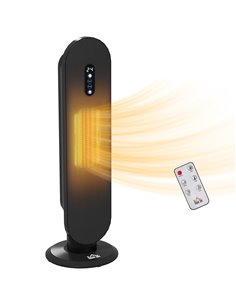HOMCOM 45° Oscillating Ceramic Space Heater, with Remote - Black 820-281V70BK