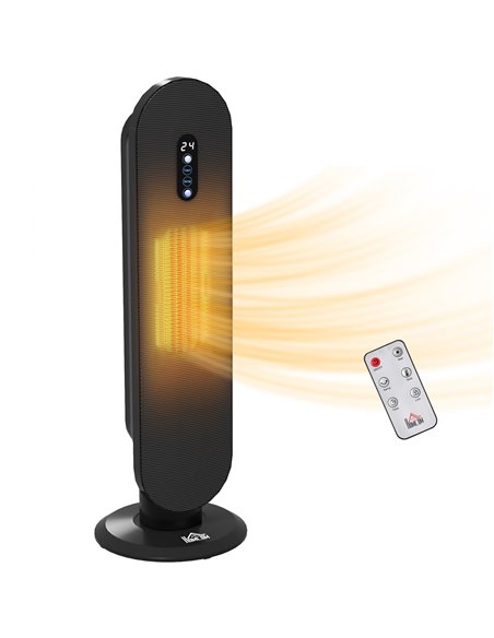 HOMCOM 45° Oscillating Ceramic Space Heater, with Remote - Black 820-281V70BK - pic 107891 | FastDaddyshop