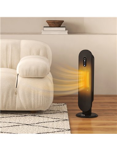 HOMCOM 45° Oscillating Ceramic Space Heater, with Remote - Black 820-281V70BK
