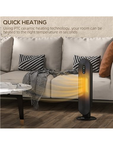HOMCOM 45° Oscillating Ceramic Space Heater, with Remote - Black 820-281V70BK