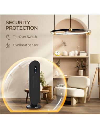 HOMCOM 45° Oscillating Ceramic Space Heater, with Remote - Black 820-281V70BK