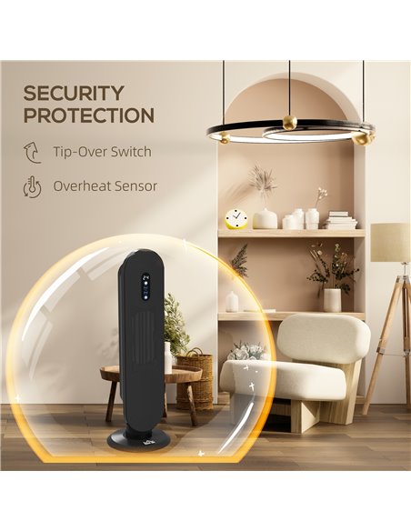 HOMCOM 45° Oscillating Ceramic Space Heater, with Remote - Black 820-281V70BK - pic 107896 | FastDaddyshop