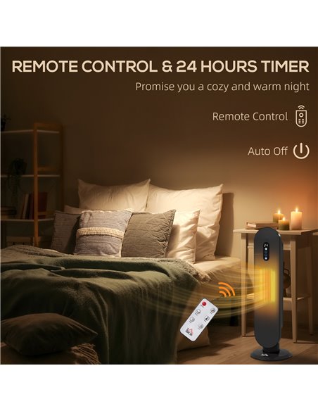HOMCOM 45° Oscillating Ceramic Space Heater, with Remote - Black 820-281V70BK - pic 107898 | FastDaddyshop