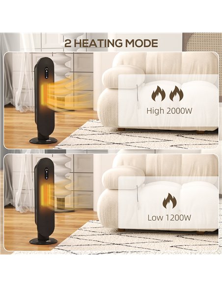 HOMCOM 45° Oscillating Ceramic Space Heater, with Remote - Black 820-281V70BK - pic 107899 | FastDaddyshop