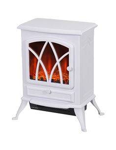 HOMCOM 1kW-2kW Vintage Electric Fireplace Heater - White 820-428V70WT