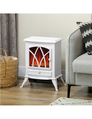 HOMCOM 1kW-2kW Vintage Electric Fireplace Heater - White 820-428V70WT