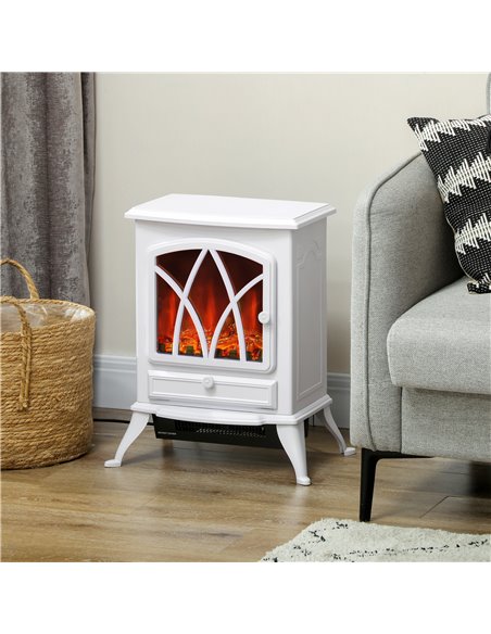HOMCOM 1kW-2kW Vintage Electric Fireplace Heater - White 820-428V70WT - pic 107901 | FastDaddyshop